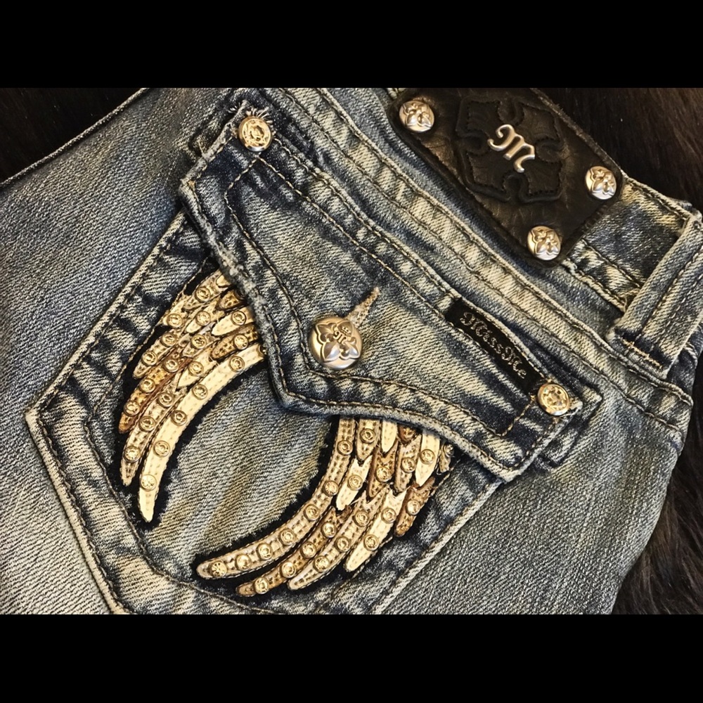 Miss Me bling pocket ankle skinny jeans 28